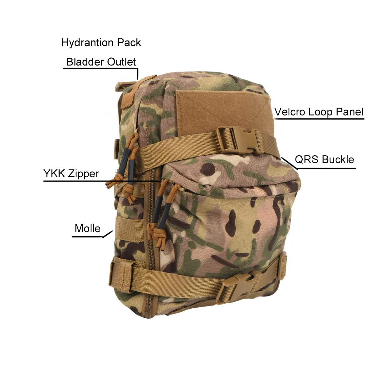 Mini Hydration Bag Outdoor Tactical Backpack Water Bladder Carrier Zipper Pouch Outdoor Hunting Bag 1000D Nylon Outdoor Sports