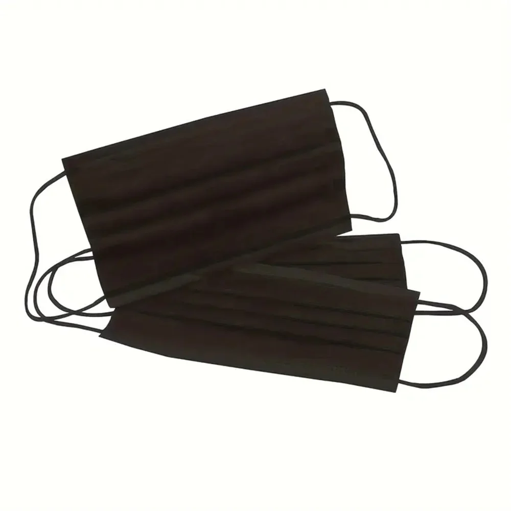 50-200pcs Black Disposable Face Masks 3 Layers Ply Filter Nonwove Anti Dust Breathable Protective Safe Facemask Adult Mouth Mask