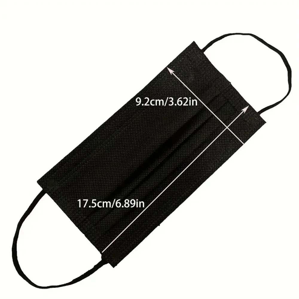50-200pcs Black Disposable Face Masks 3 Layers Ply Filter Nonwove Anti Dust Breathable Protective Safe Facemask Adult Mouth Mask