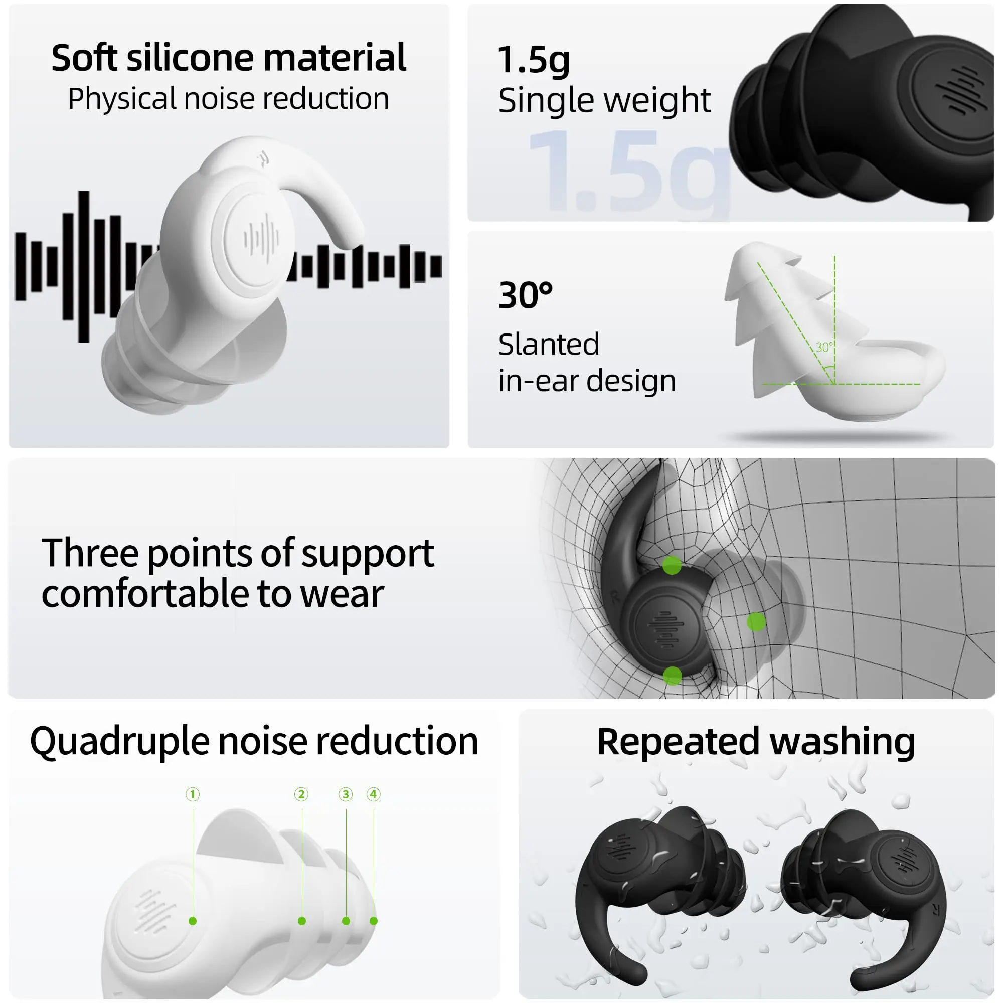 1 Pair Soft Silicone Earplugs Noise Cancelling Reusable Anti-noise Earplug For Concerts Sleep Swimm Waterproof Ear Plugs