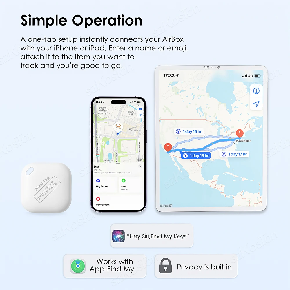 Mini GPS Tracker Smart Tag Compatible with iOS Find My APP Global Locator Anti-lost Finder for Car Pet Keys Wallet Suitcase iTag