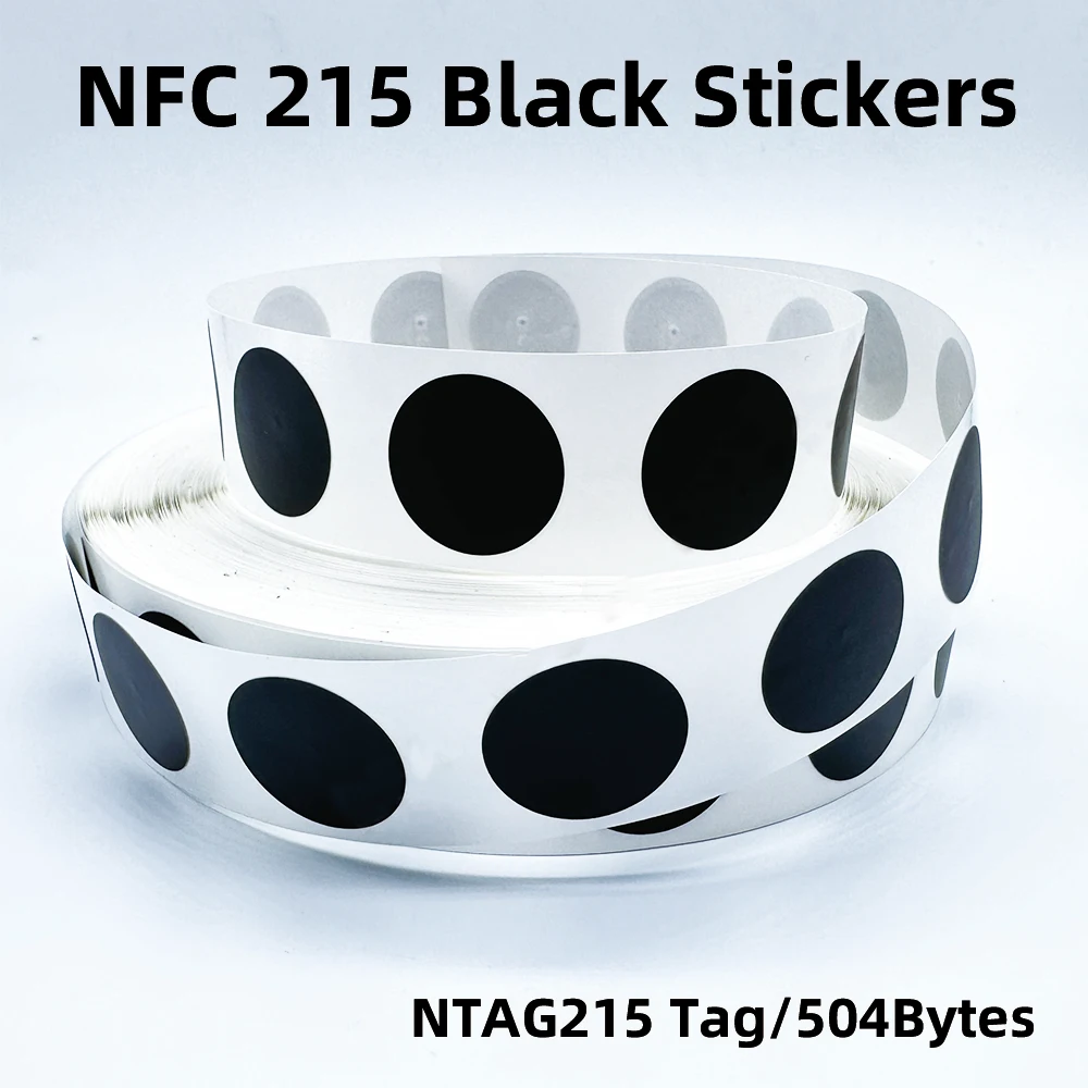 10/50/100pcs RFID NFC Ntg215 Tags Black Sticker 13.56MHz NFC 215 Adhesive Labels 25MM 504 Bytes NFC Personal Automation NFC215
