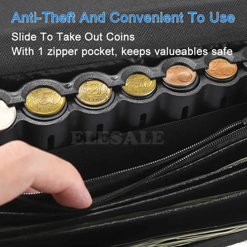 Multi Pocket Waist Bag Wallet With Euro Coin Dispenser Waiter Purse Coin Organizer For Waitress Server Cashier Change