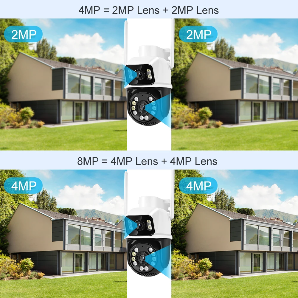8MP 4K Wifi Camera PTZ Dual Screen AI Human Detection Auto Tracking Outdoor ONVIF CCTV Security Surveillance Camera ICSee