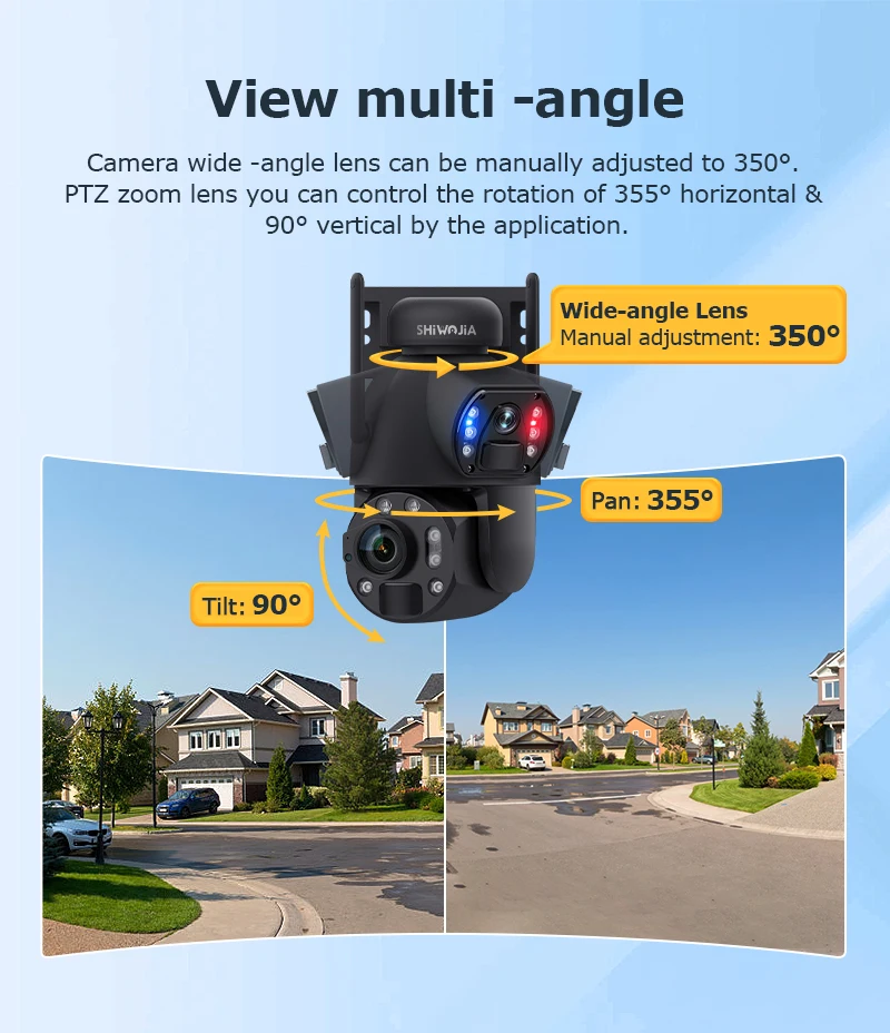 SHIWOJIA 6K 12MP 4G Solar Camera 36X Zoom DualLens Recording Humanoid Tracking Outdoor WIFI Camera Metal Waterproof CCTV 12000mA