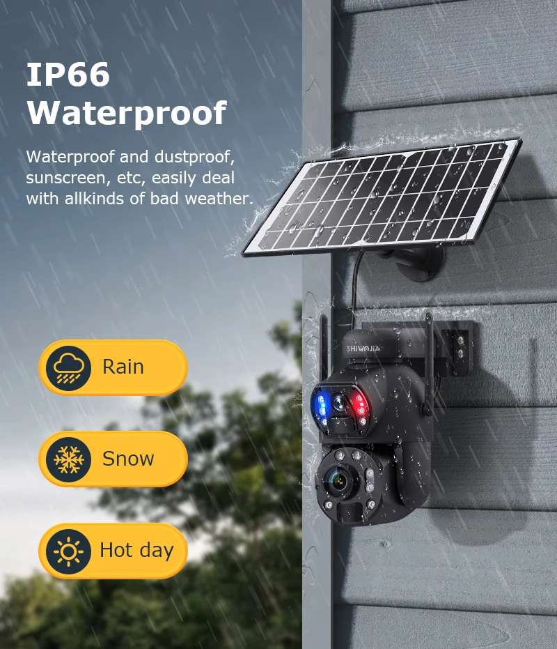 SHIWOJIA 6K 12MP 4G Solar Camera 36X Zoom DualLens Recording Humanoid Tracking Outdoor WIFI Camera Metal Waterproof CCTV 12000mA