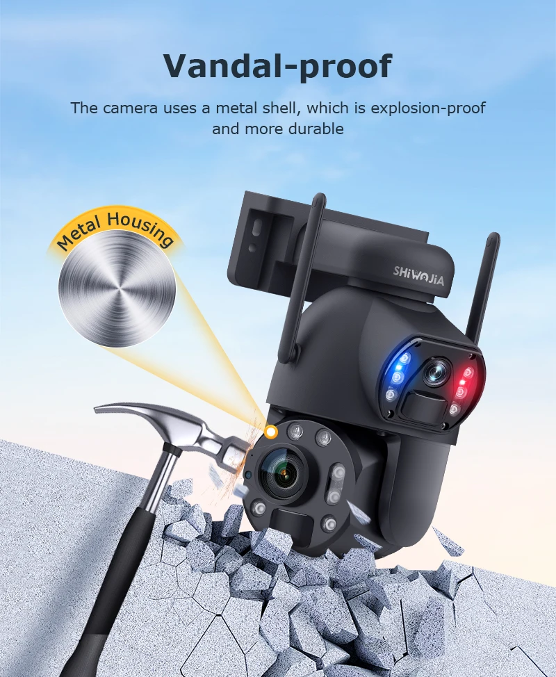 SHIWOJIA 6K 12MP 4G Solar Camera 36X Zoom DualLens Recording Humanoid Tracking Outdoor WIFI Camera Metal Waterproof CCTV 12000mA