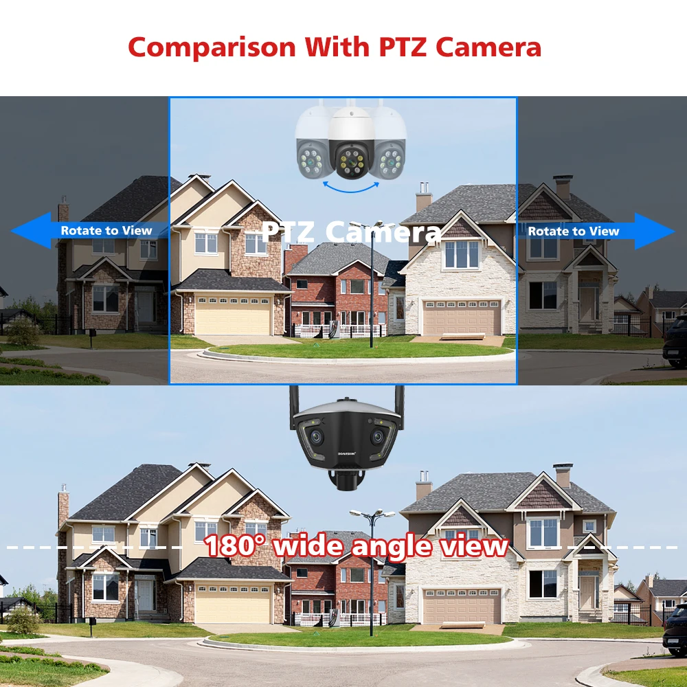 4MP 4G Outdoor Wifi Surveillance Camera POE Dual Lens 180° Ultra Wide Angle Color Night Vision Security Camera Camhipro APP