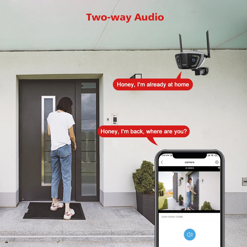 4MP 4G Outdoor Wifi Surveillance Camera POE Dual Lens 180° Ultra Wide Angle Color Night Vision Security Camera Camhipro APP