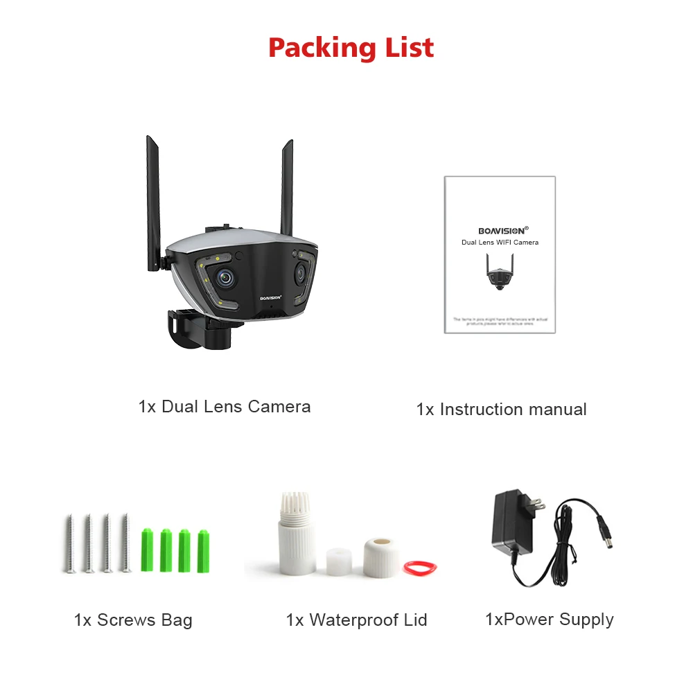4MP 4G Outdoor Wifi Surveillance Camera POE Dual Lens 180° Ultra Wide Angle Color Night Vision Security Camera Camhipro APP