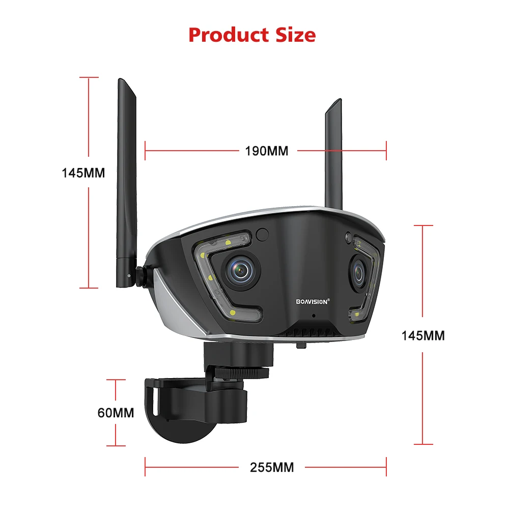 4MP 4G Outdoor Wifi Surveillance Camera POE Dual Lens 180° Ultra Wide Angle Color Night Vision Security Camera Camhipro APP