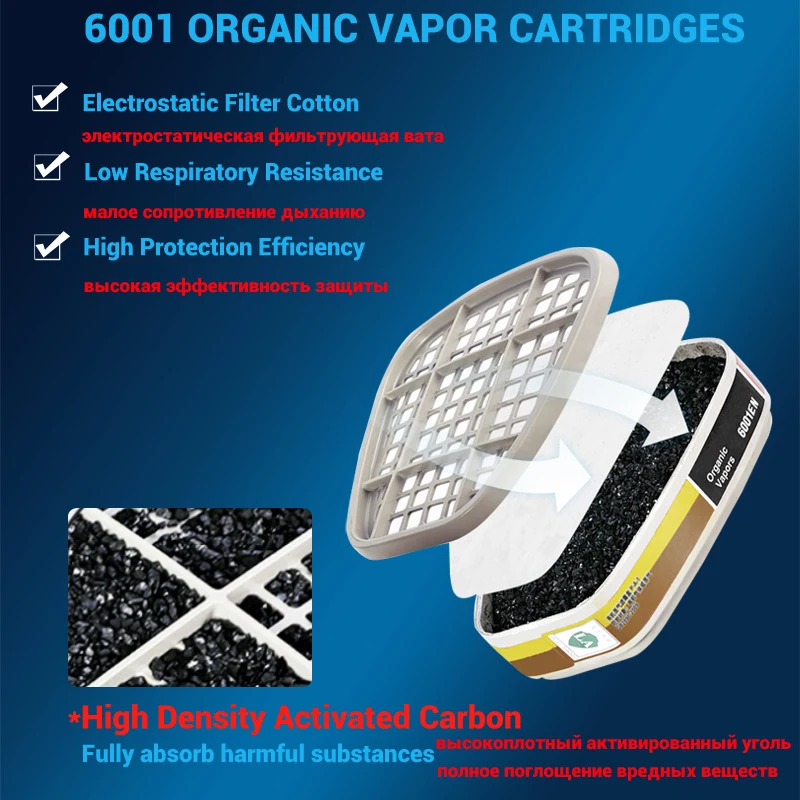 17in1 7502 Dust Gas Respirator Half Face Dust Mask For Painting Spraying Organic Vapor Chemical Gas Filter Work Safety For 3M