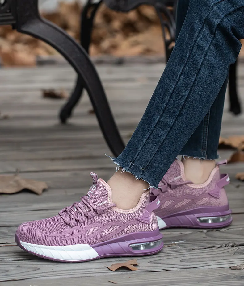 Women Security Boots Work Sneakers Lightweight Breathable Steel Toe Women Safety Shoes Puncture-Proof Female Shoes