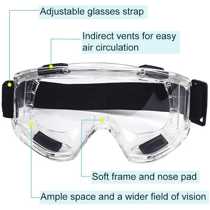 Safety Goggle Anti Fog Anti Splash Dust Proof Work Lab Eyewear Eye Protection Industrial Research Safety Glasses Clear Lens