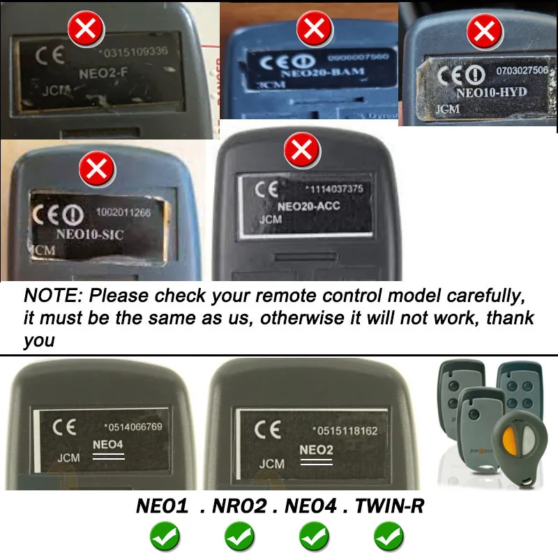 JCM GO PRO EVO MUVPRO 2 4 868MHz Remote Control JCM NEO1 NEO2 NEO4 TWIN-R 433MHz Garage Door Remote Control Duplicator Opener