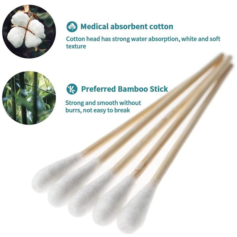 Medical Grade Long Cotton Swabs for Gynecology Disposable Extra Large Size 20cm High Absorbency Cotton Sticks