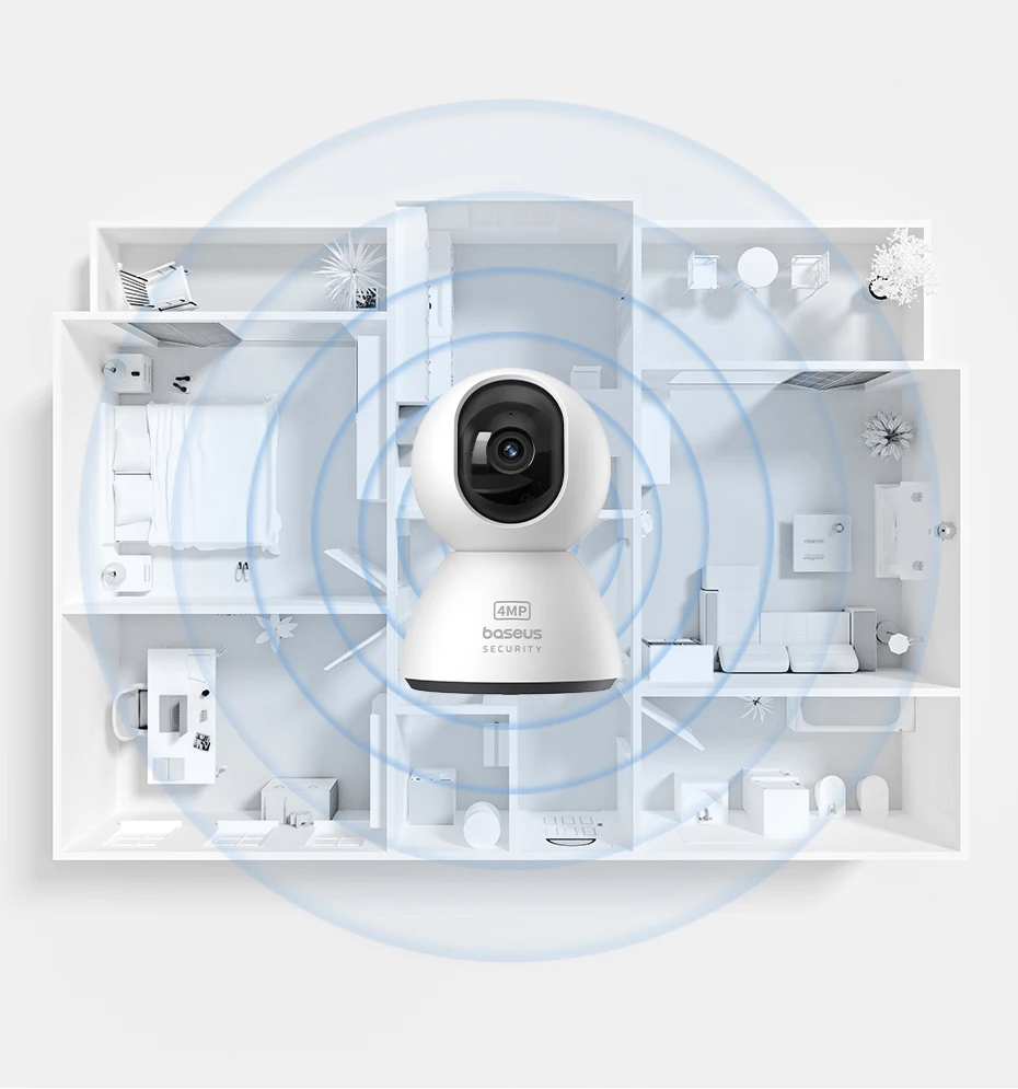 Baseus 4MP IP Camera Smart 5G WIFI Security Camera Indoor Home Protection PT 3K High Clarity Two Way Audio Surveillance Camera