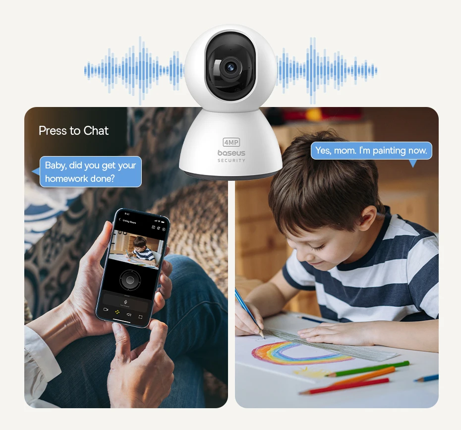 Baseus 4MP IP Camera Smart 5G WIFI Security Camera Indoor Home Protection PT 3K High Clarity Two Way Audio Surveillance Camera