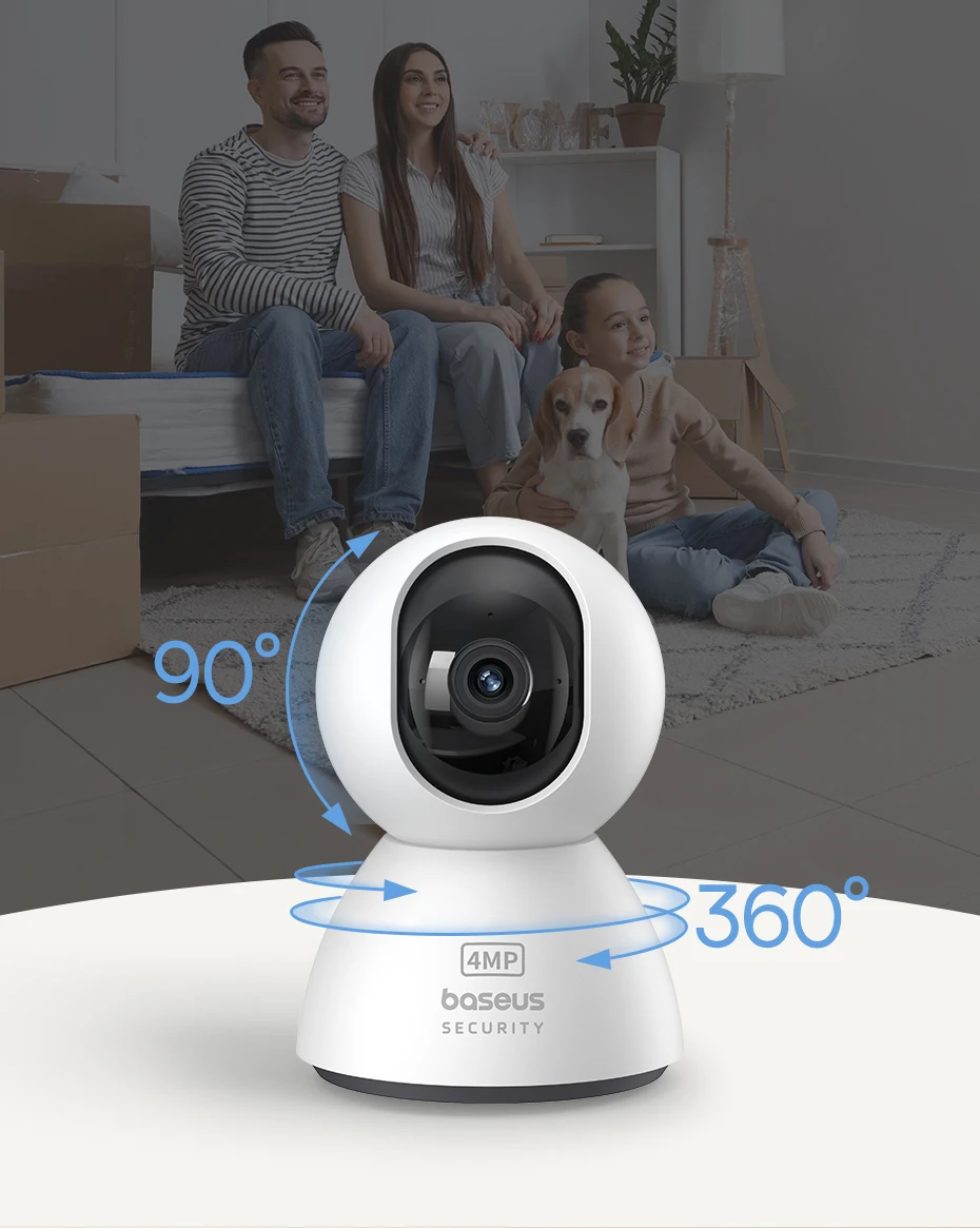 Baseus 4MP IP Camera Smart 5G WIFI Security Camera Indoor Home Protection PT 3K High Clarity Two Way Audio Surveillance Camera