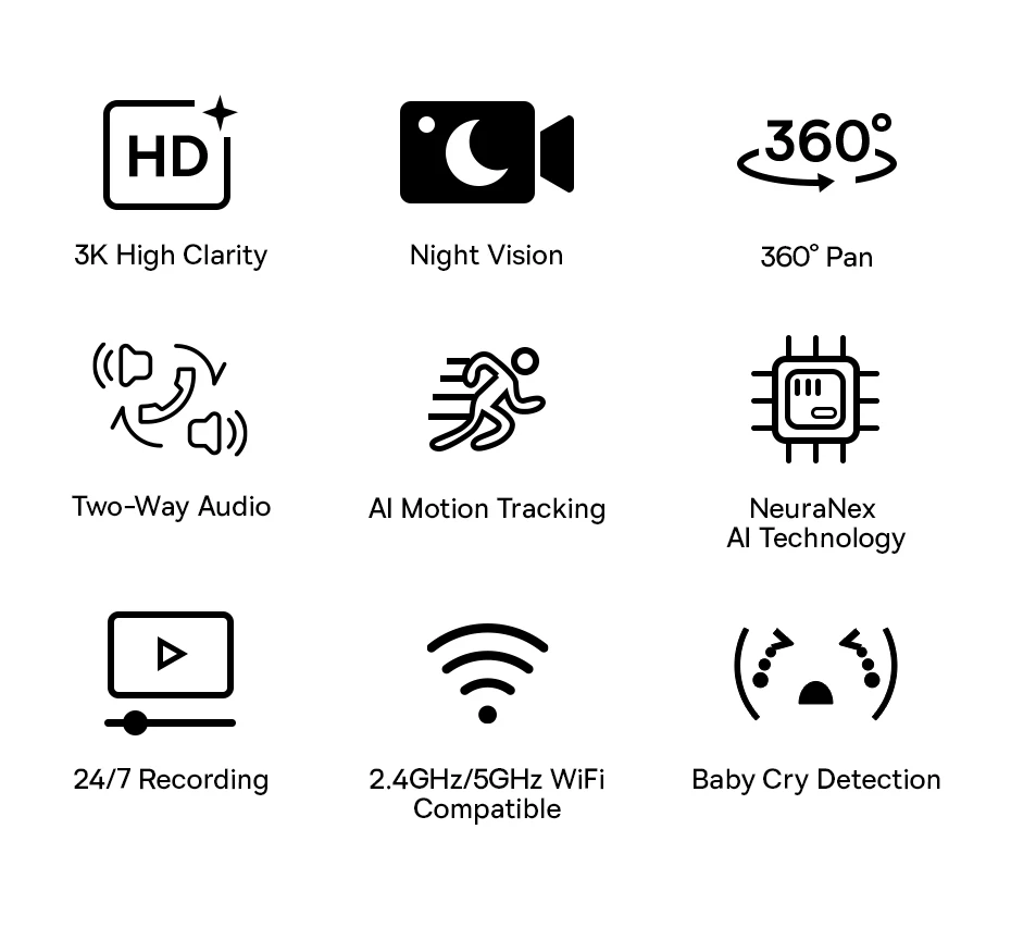 Baseus 4MP IP Camera Smart 5G WIFI Security Camera Indoor Home Protection PT 3K High Clarity Two Way Audio Surveillance Camera