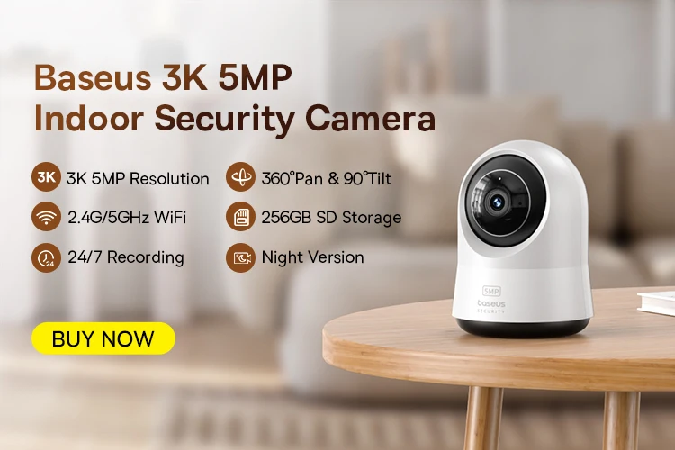 Baseus 4MP IP Camera Smart 5G WIFI Security Camera Indoor Home Protection PT 3K High Clarity Two Way Audio Surveillance Camera