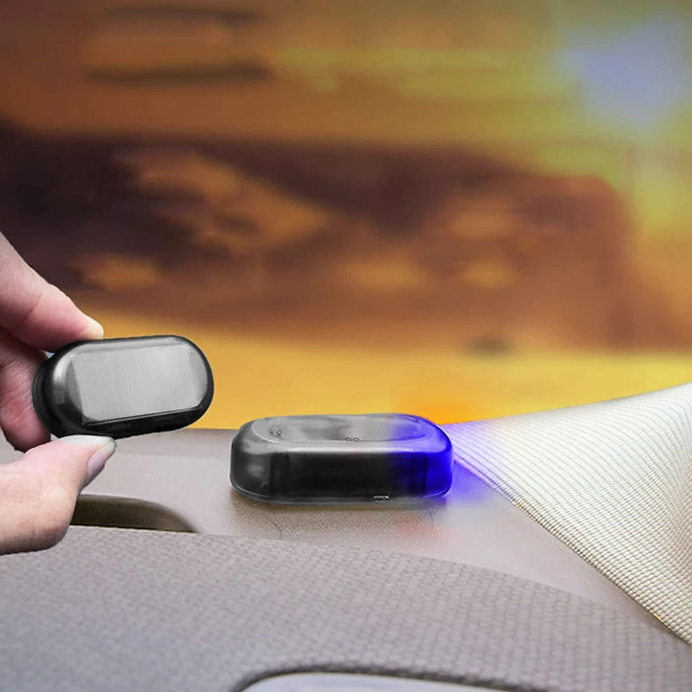 Solar Powered Car Fake Security Light Super Bright Simulated Dummy Alarm Wireless Warning Anti-Theft Caution Lamp Flashing