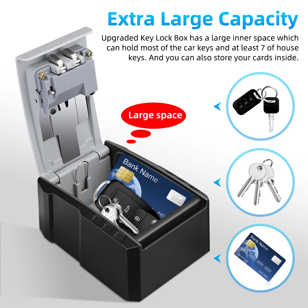 New Key Box 4 Digits Password Safe Deposit Box Metal Material Waterproof Wall Mounted Security Storage Lock Box Anti Thef