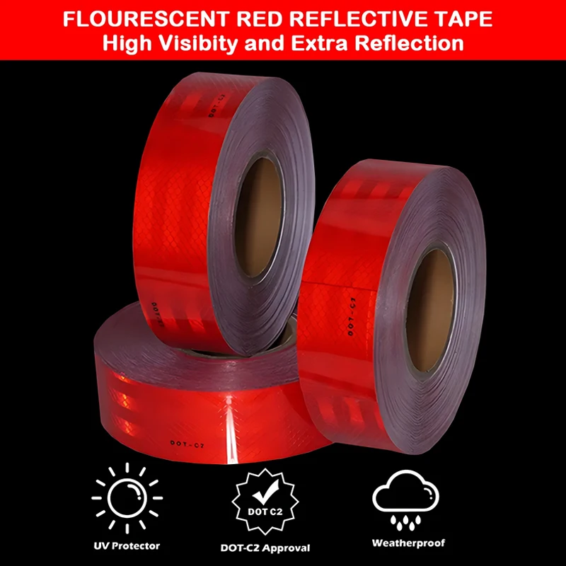 1/5mx5cm Dot-C2 Red Reflective Sticker High Reflection Warning Tape Waterproof Strong Adhesive Sticker For Bicycle/Car/Truck