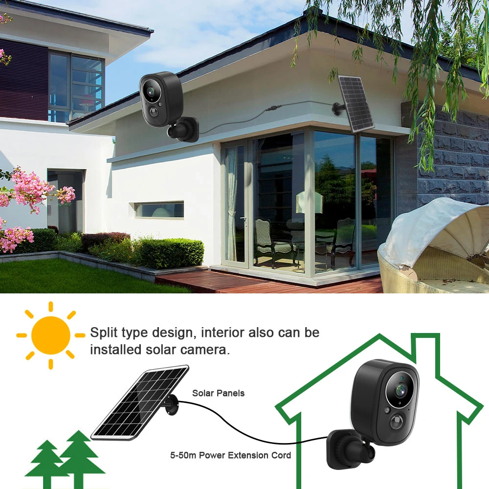 5MP Smart Life Solar Wifi IP Camera Outdoor Waterproof Tuya Wireless CCTV IP Camera Battery Powered Security Surveillance Camera