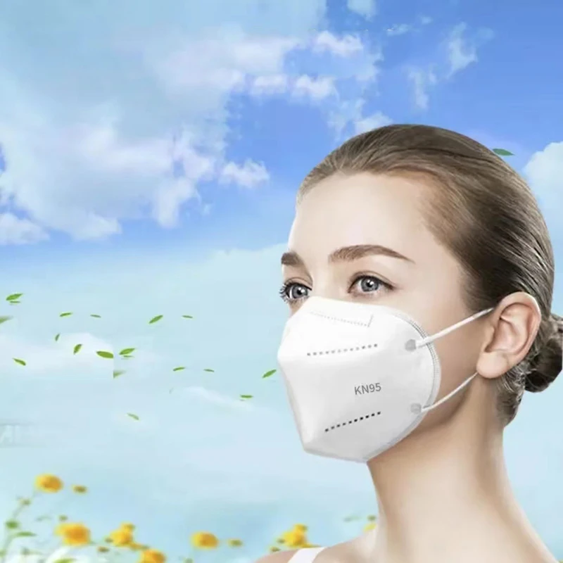 20/40/60pcs White and Black 5-Layer KN95 Masks, with Breathable Elastic Earrings, Filtration Efficiency of 95%, Dustproof
