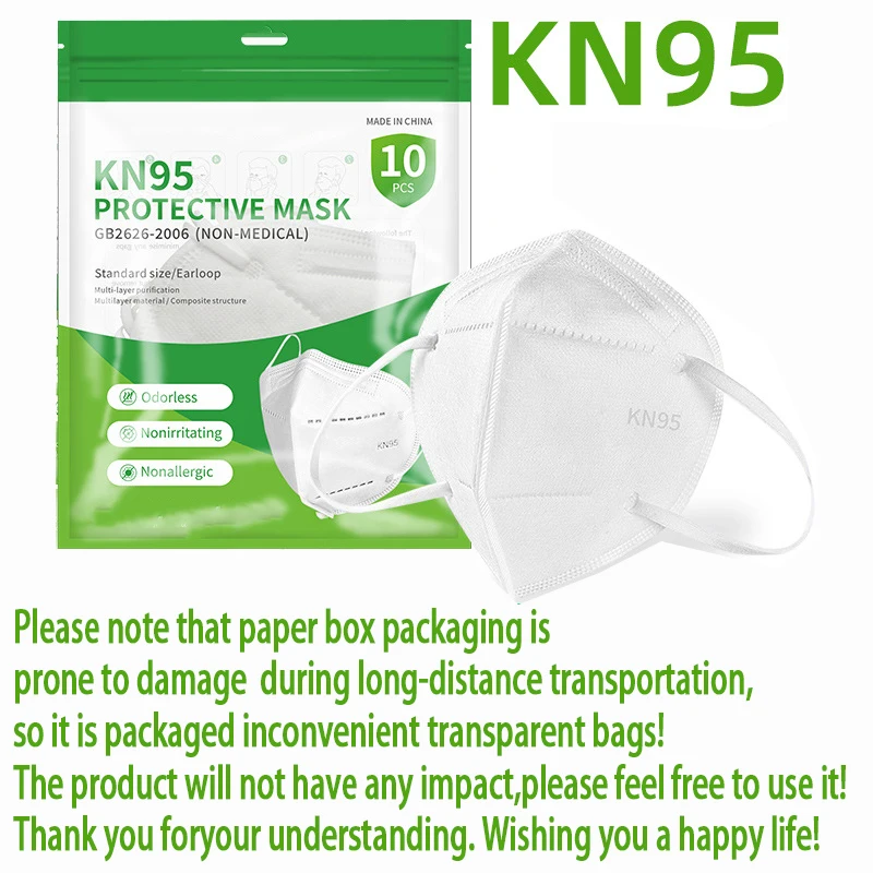 20/40/60pcs White and Black 5-Layer KN95 Masks, with Breathable Elastic Earrings, Filtration Efficiency of 95%, Dustproof