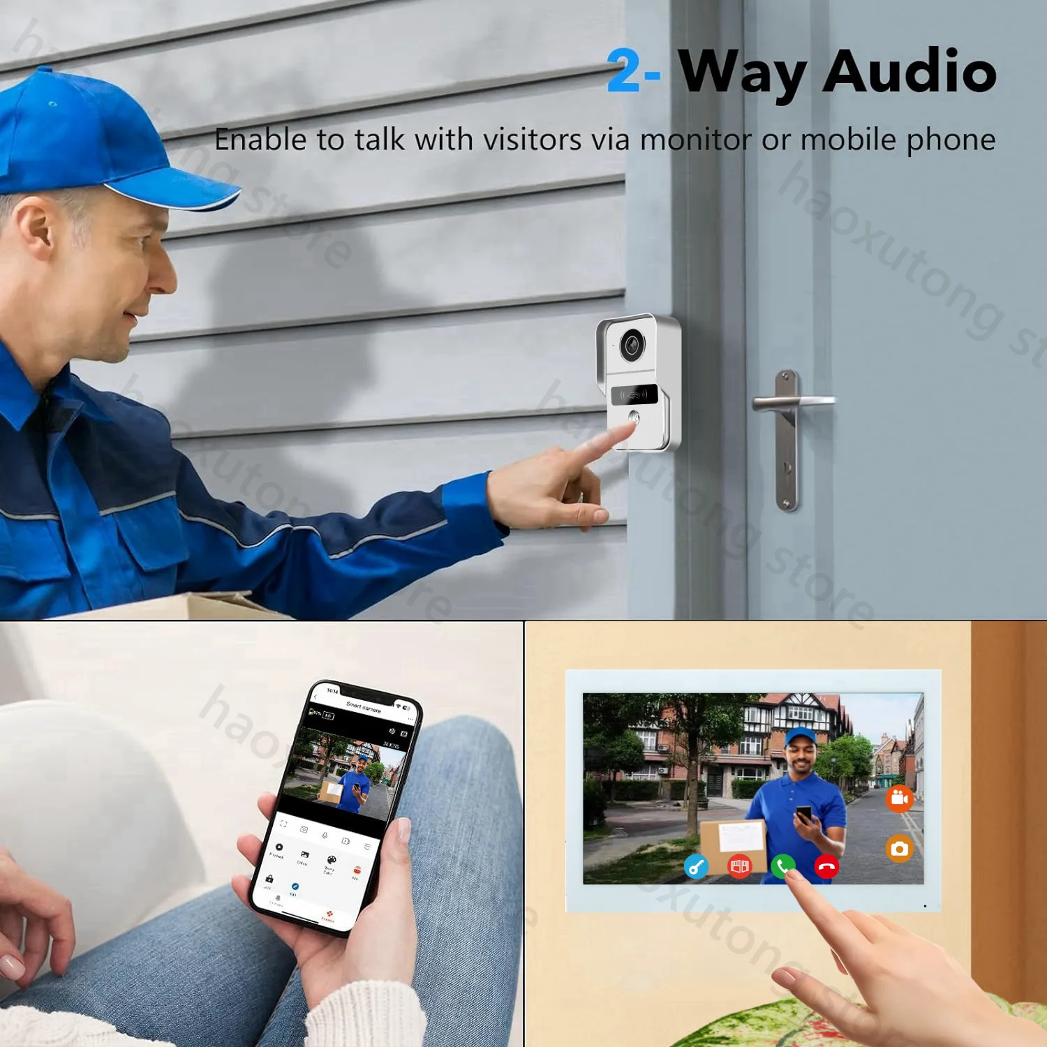 10 Inch Tuya Smart Wifi Video Intercom Doorbell with Electric Strike Lock 1080P 2 Wires Video Doorphone System Wireless for Home