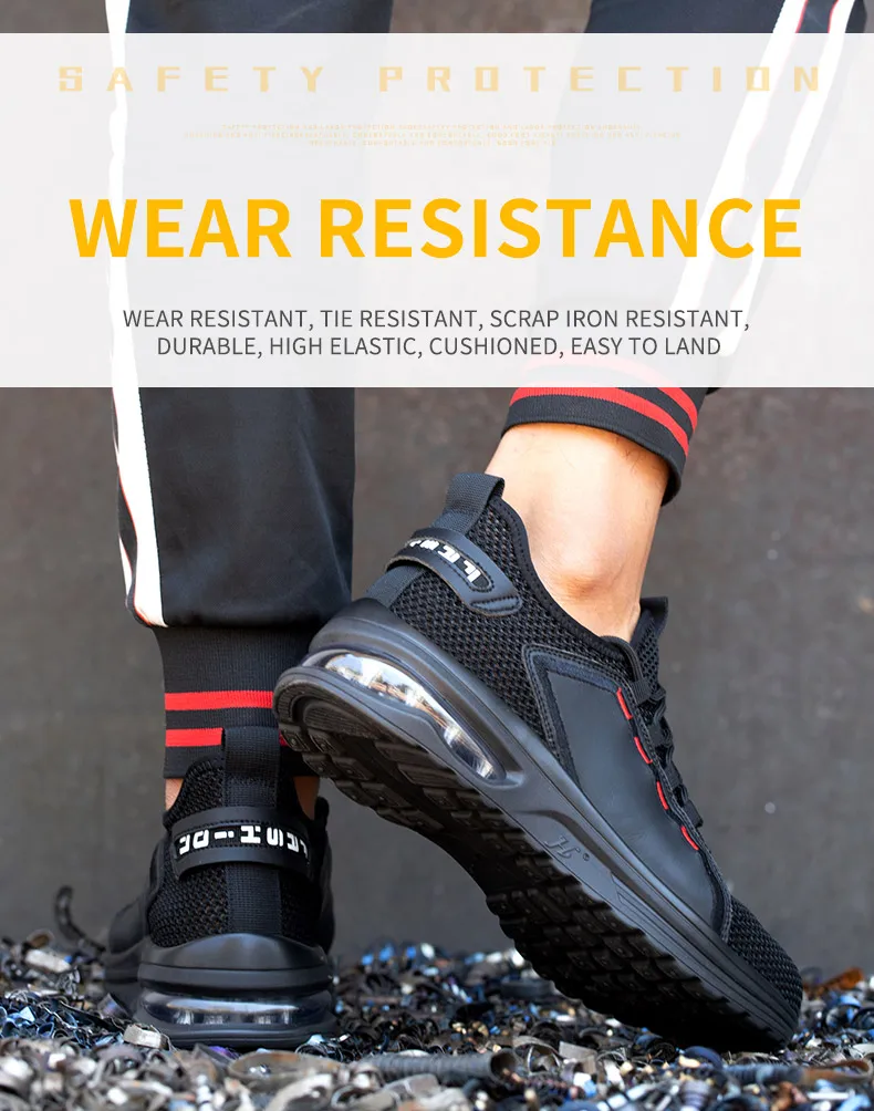 Lightweight Men's Safety Shoes Steel Toe Men's Work Shoes Slip Resistant Reinforced Shoes Man Fashion Breathable Sneaker
