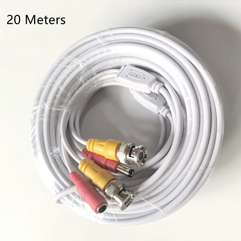 5/10/20 Meters BNC+DC Connector 2 in 1 BNC CCTV Cable Coaxial Video Power AHD Cameras White Wires for Analog CCTV DVR System