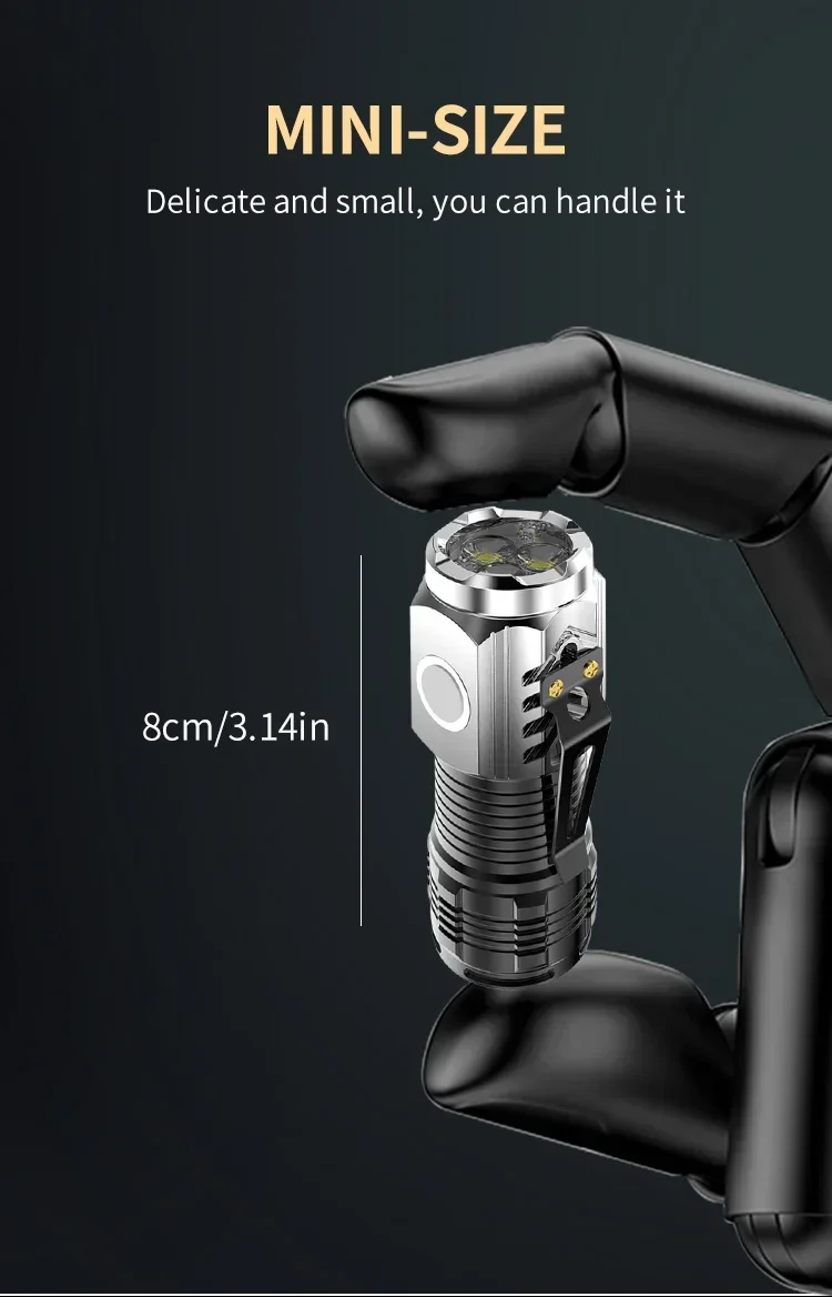 Three-Eyed Monster Mini Flash Super Power Flashlight Rechargeable Portable Outdoor Lighting Long-Range Powerful Flash Lights
