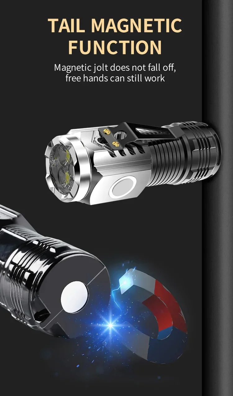 Three-Eyed Monster Mini Flash Super Power Flashlight Rechargeable Portable Outdoor Lighting Long-Range Powerful Flash Lights