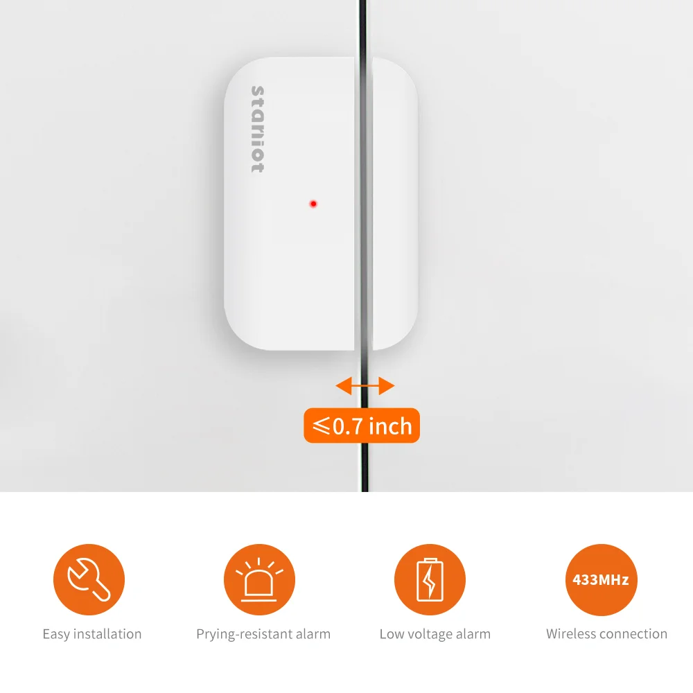 Staniot 5-Year Battery Life Contact Sensor Door and Window Open/Closed Detectors 433Mhz Smart Home Wireless Magnetic Sensor