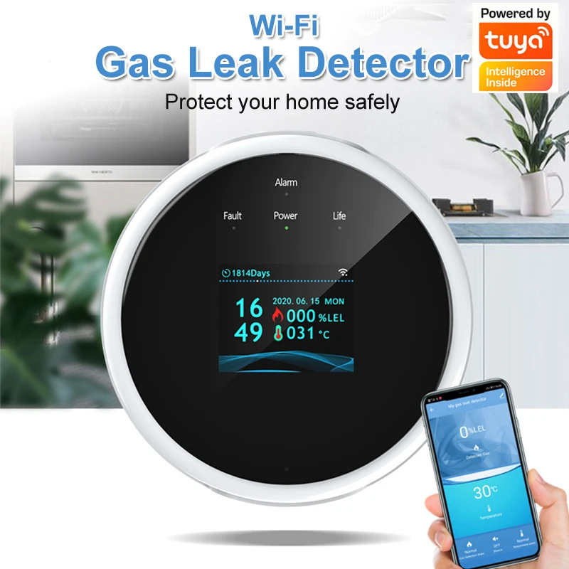 Tuya WiFi Gas Detector Home LPG Natural Gas Leak Alarm LED Display Leakage Sensor Smart Life APP Control