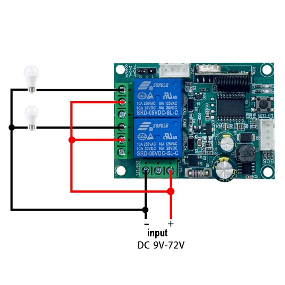 With Limit Switch 2 Relay Door Opener Garage Gate Door Receiver DC 9-72V 12V 24V & 433MHz Remote Control Controller Transmitter