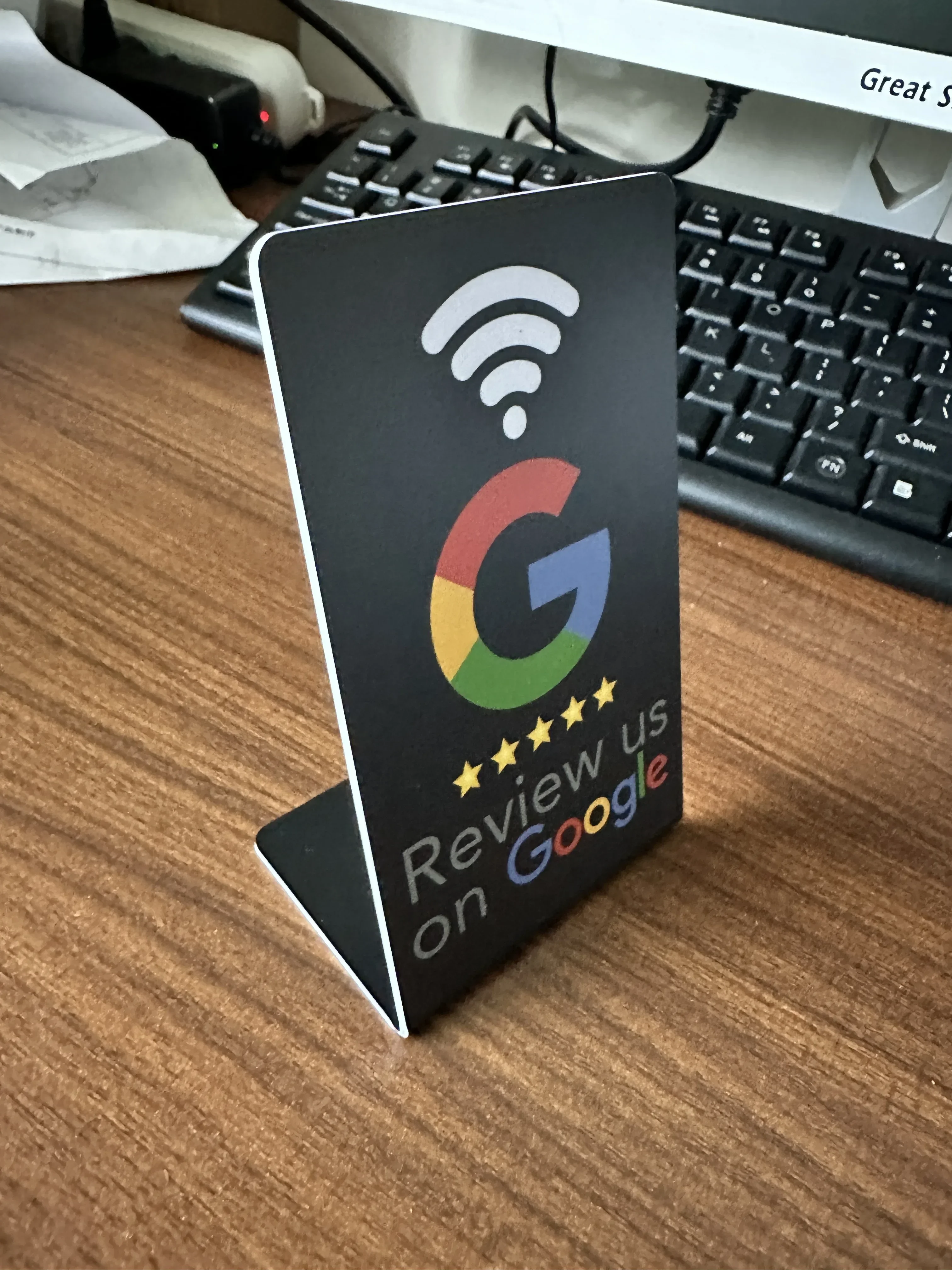 NFC 215 Programmable Card - Google Review Sticker, 13.56Mhz Waterproof NFC Tag, Stand Table Station for Business Promotion