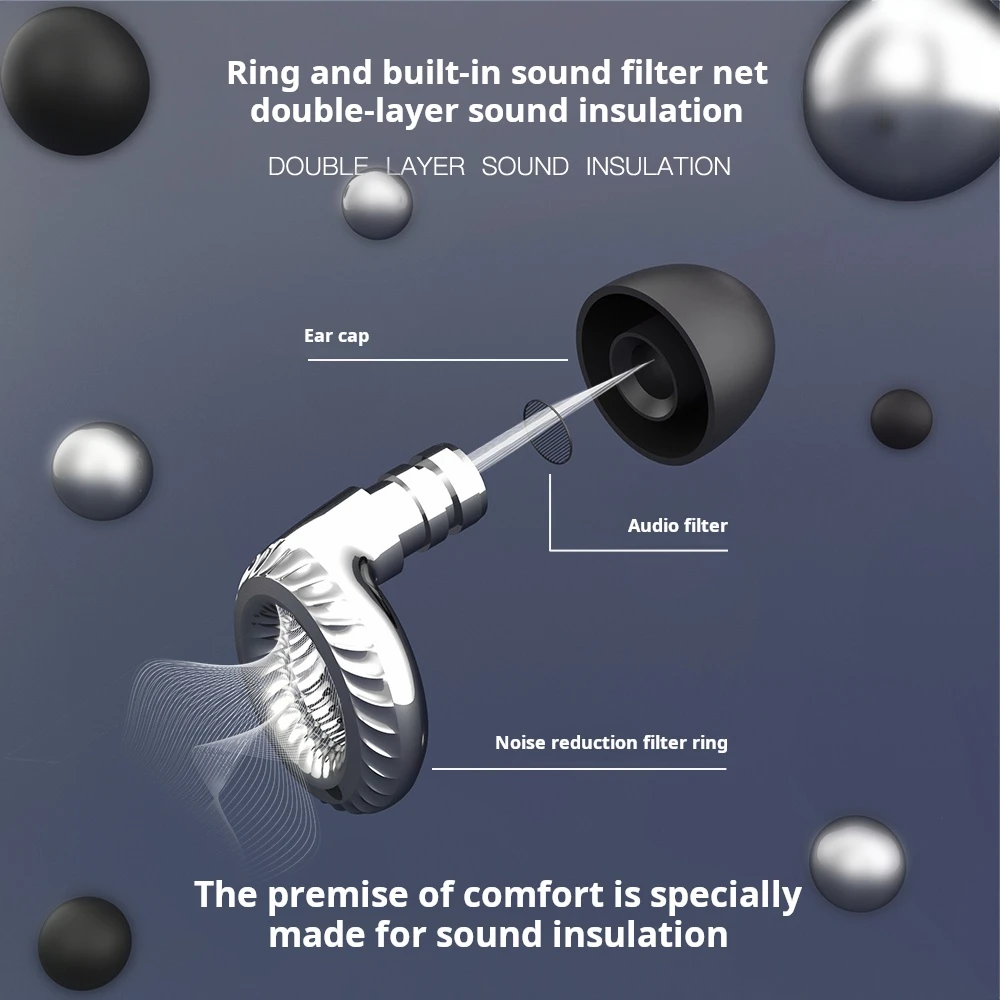 Silent Noise Cancelling Earbuds for Sleep Noise Cancelling Silicone Earbuds for Swimming, Motorcycles Noise Filtering Earbuds
