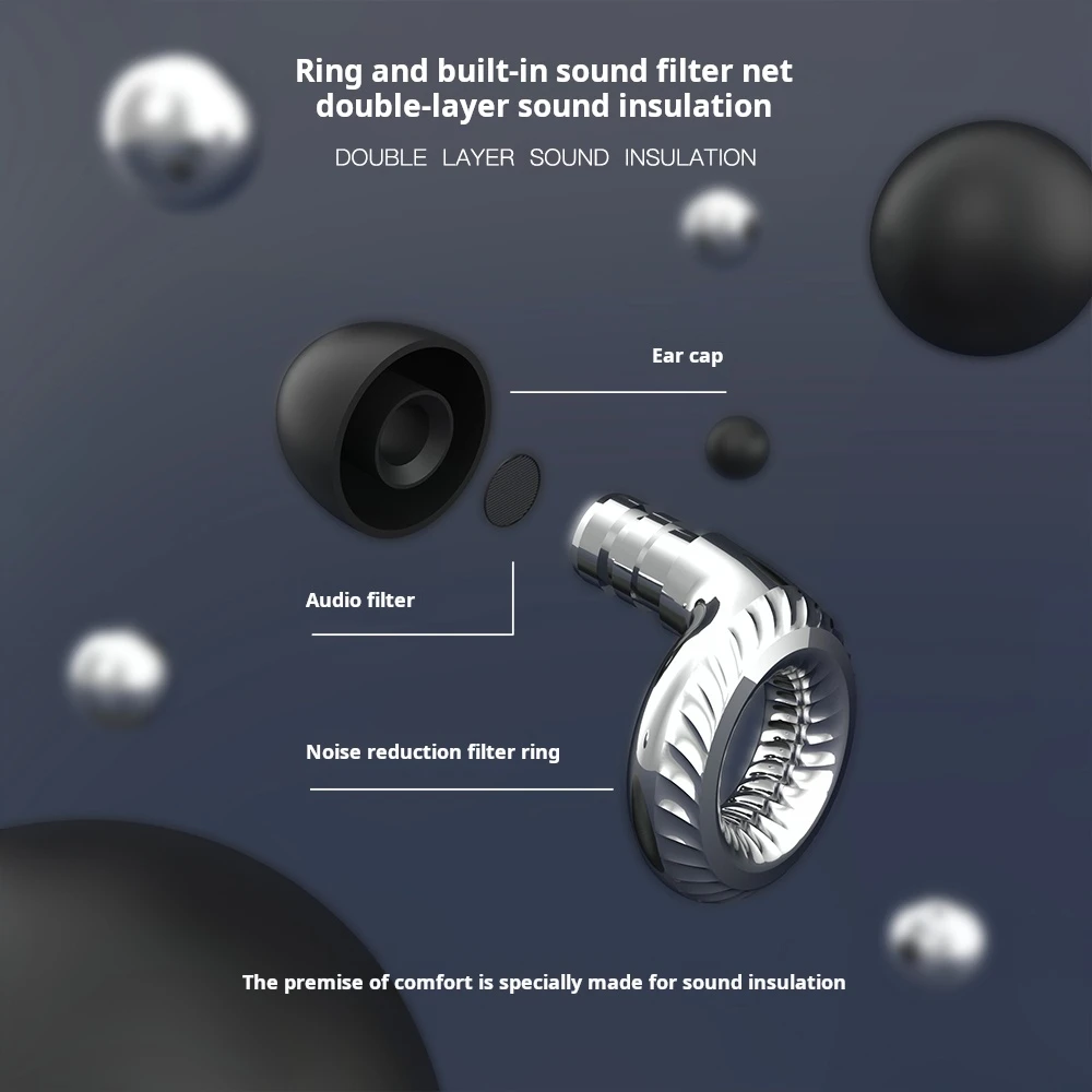 Silent Noise Cancelling Earbuds for Sleep Noise Cancelling Silicone Earbuds for Swimming, Motorcycles Noise Filtering Earbuds