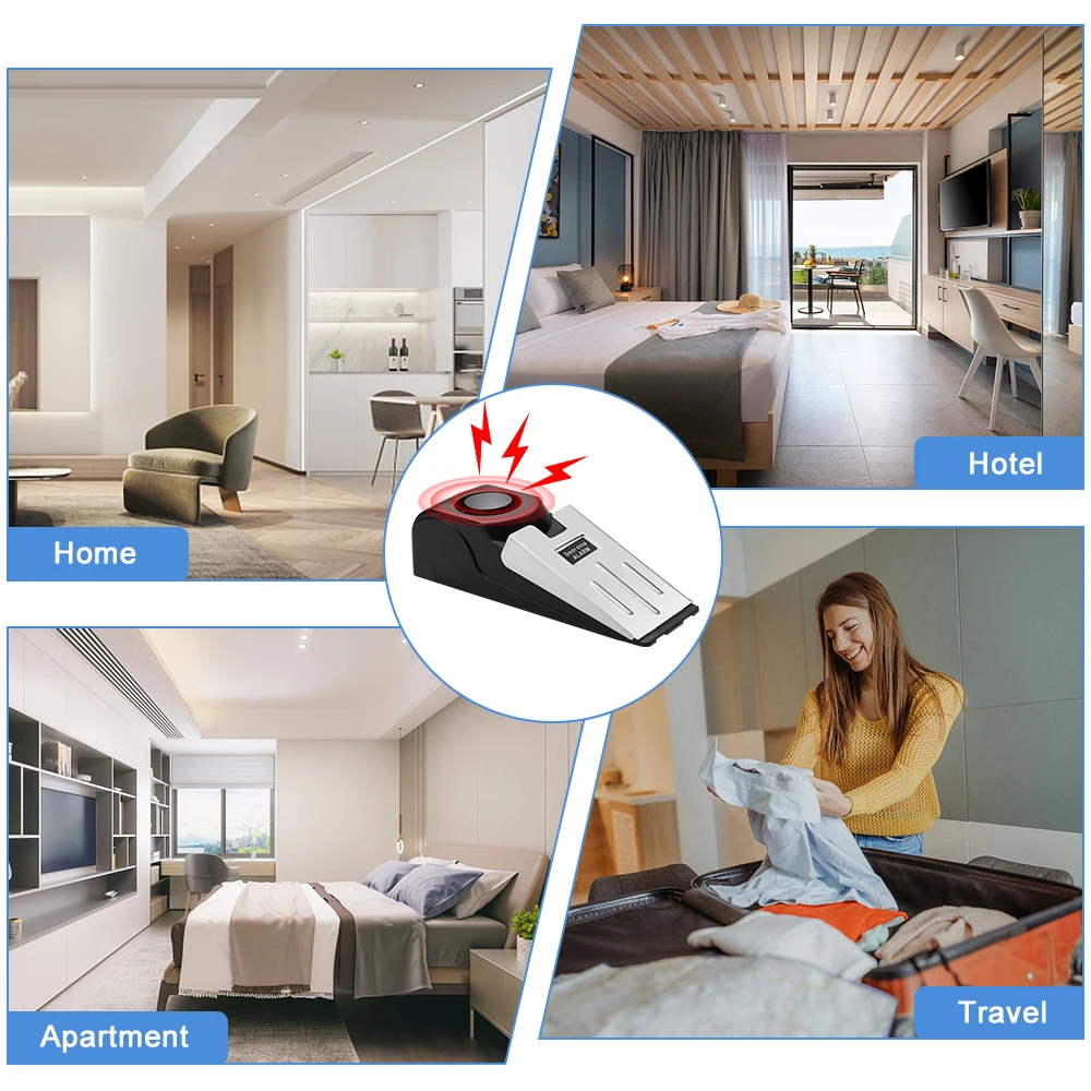 120 dB Anti-theft Burglar Stop System Security Home Alarm System Door Block Blocking Home Wedge Stopper Shaped Safety Stopper