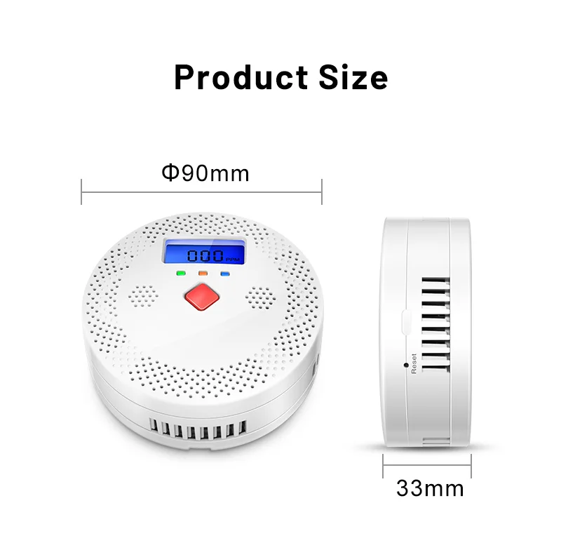 Tuya WiFi Smart Carbon Monoxide Detector Alarm 85dB Sound Warning LCD Digital Display Home Indoor Real-Time CO Monitor