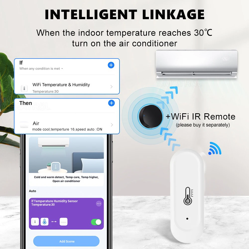 Waterproof Temperature Humidity Sensors IP65 Outdoor/ Indoor Smart Home Tuya Sensor Support Alexa Googe Assistant