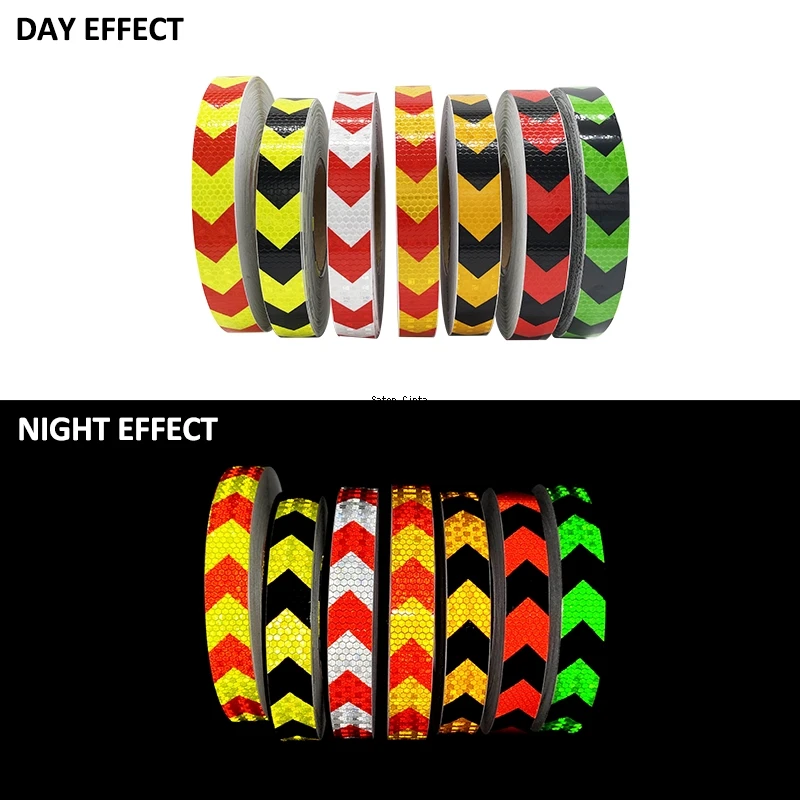 Arrow 25mm*5m Reflective Bicycle Stickers Self-Adhesive Reflectors Waterproof Warning Tape Strips For Car Bike Helmet Motorcycle