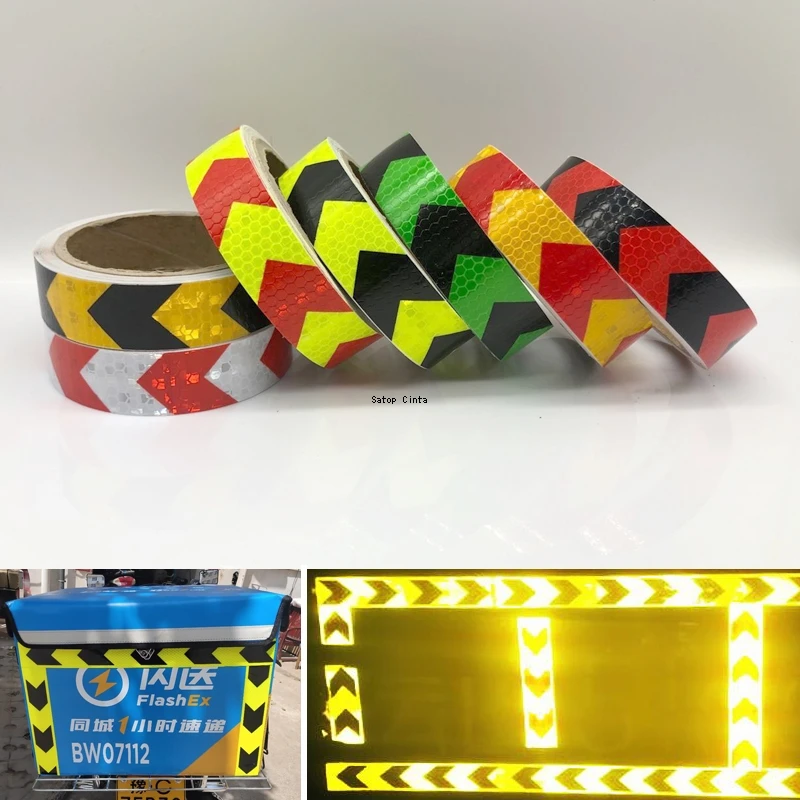 Arrow 25mm*5m Reflective Bicycle Stickers Self-Adhesive Reflectors Waterproof Warning Tape Strips For Car Bike Helmet Motorcycle