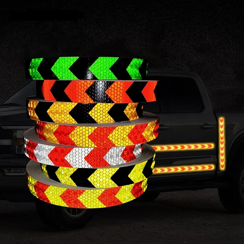 Arrow 25mm*5m Reflective Bicycle Stickers Self-Adhesive Reflectors Waterproof Warning Tape Strips For Car Bike Helmet Motorcycle