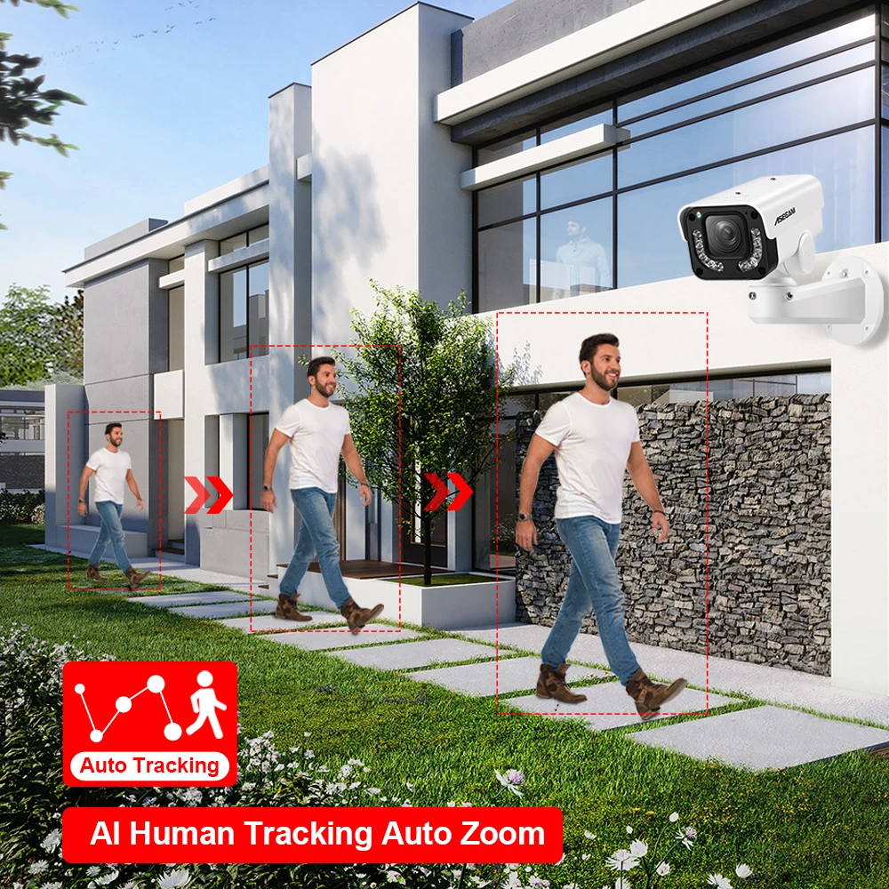 ASECAM 4K 8MP IP Camera PTZ 30X Optical Zoom AI Vehicle Detection WDR POE Security CCTV Surveillance IMX415 Hikvision Compatible