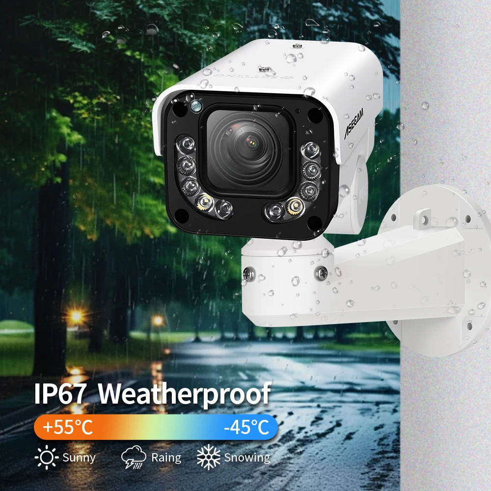 ASECAM 4K 8MP IP Camera PTZ 30X Optical Zoom AI Vehicle Detection WDR POE Security CCTV Surveillance IMX415 Hikvision Compatible